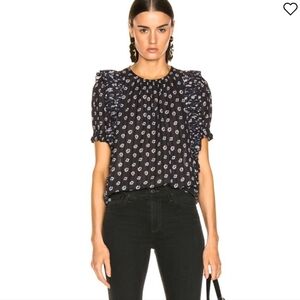 Ulla Johnson Gaia top size 0 midnight patchwork puff sleeve